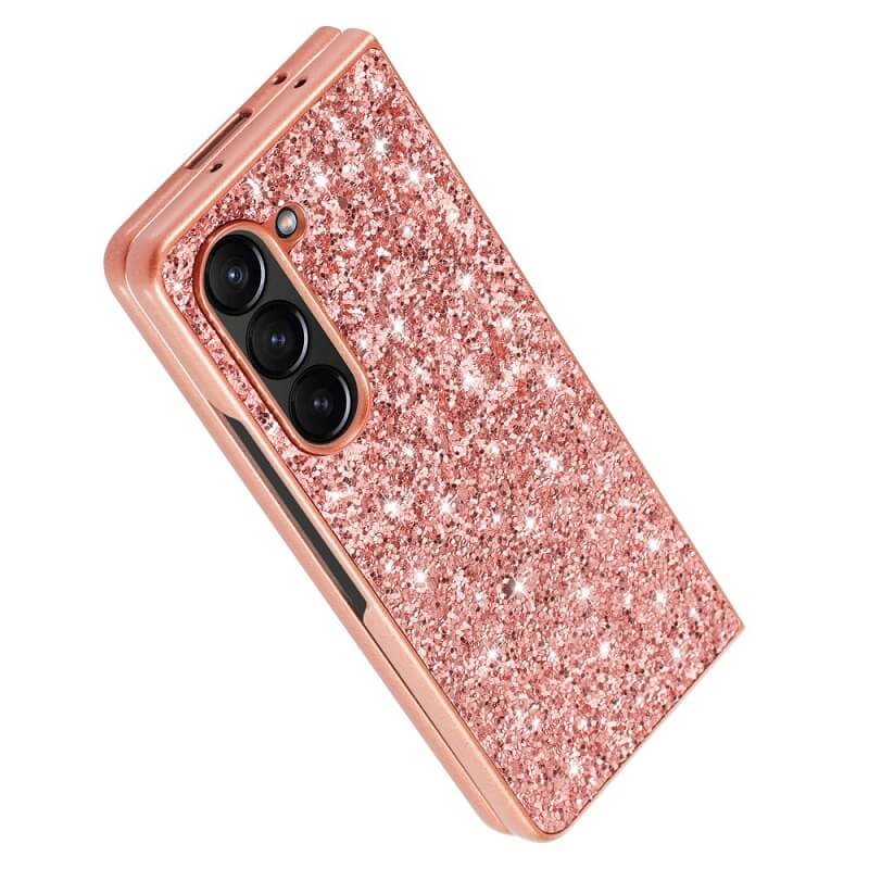 Калъф с Блестяща Декорация за Samsung Z Fold 6, Glitter Electroplating Case, Розов (5)