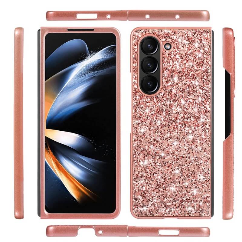 Калъф с Блестяща Декорация за Samsung Z Fold 6, Glitter Electroplating Case, Розов (7)