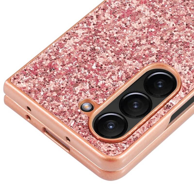 Калъф с Блестяща Декорация за Samsung Z Fold 6, Glitter Electroplating Case, Розов (6)