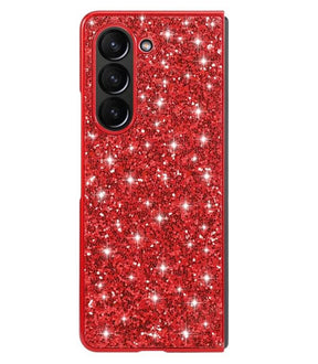 Калъф с Блестяща Декорация за Samsung Z Fold 6, Glitter Electroplating Case, Червен