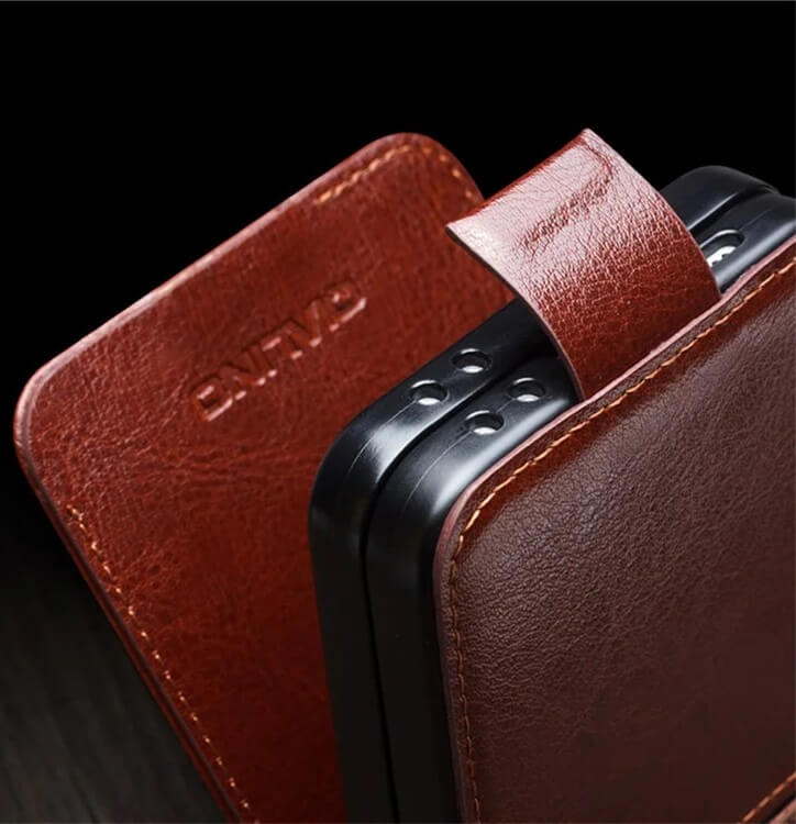 Кожен Калъф за Samsung Z Flip 7 FE/Z Flip 6, Qialino Book Case, Кафяв (4)