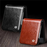 Кожен Калъф за Samsung Z Flip 7 FE/Z Flip 6, Qialino Book Case, Кафяв (6)