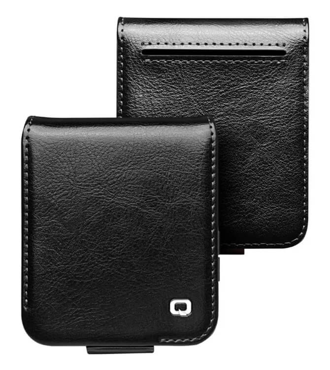 Кожен Калъф за Samsung Z Flip 7 FE/Z Flip 6, Qialino Book Case, Черен