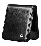 Кожен Калъф за Samsung Z Flip 7 FE/Z Flip 6, Qialino Book Case, Черен (2)
