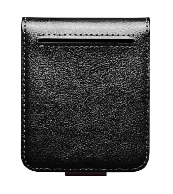 Кожен Калъф за Samsung Z Flip 7 FE/Z Flip 6, Qialino Book Case, Черен (5)