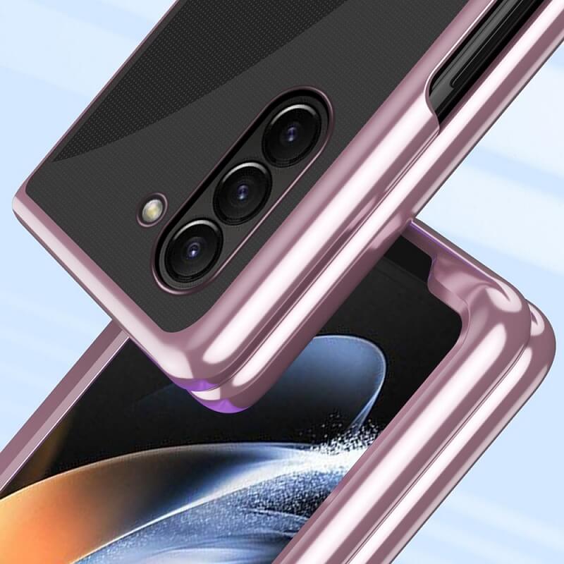 Калъф с Цветна Рамка за Samsung Z Fold 6, Electroplating Case, Розов (4)