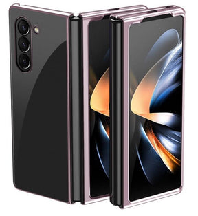 Калъф с Цветна Рамка за Samsung Z Fold 6, Electroplating Case, Розов