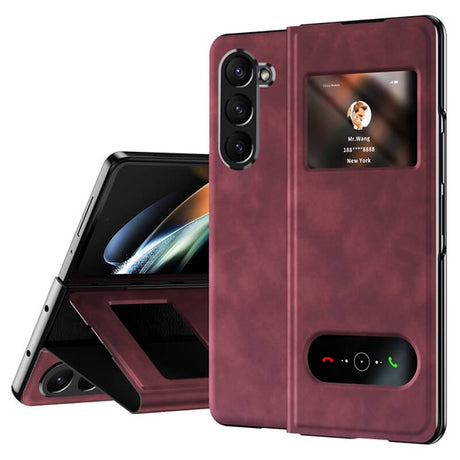 Кожен Калъф с Поставка за Samsung Z Fold 6, GKK Leather Case, Червен