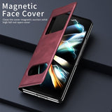 Кожен Калъф с Поставка за Samsung Z Fold 6, GKK Leather Case, Червен (3)