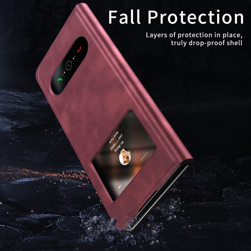 Кожен Калъф с Поставка за Samsung Z Fold 6, GKK Leather Case, Червен (5)