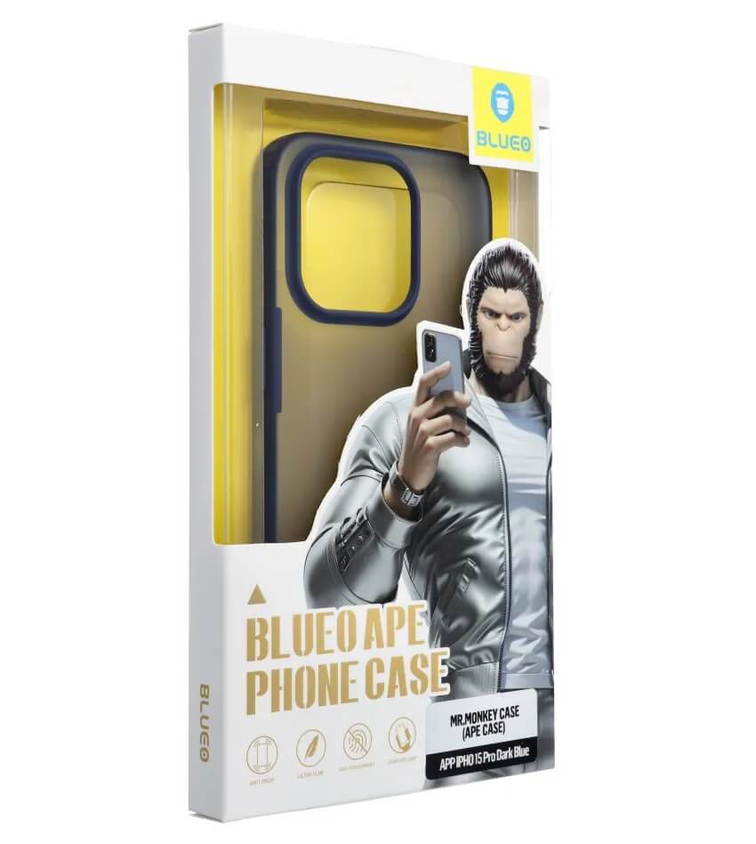 Матов Калъф за iPhone 15 Pro Max, Blueo Ape Case, Син (2)