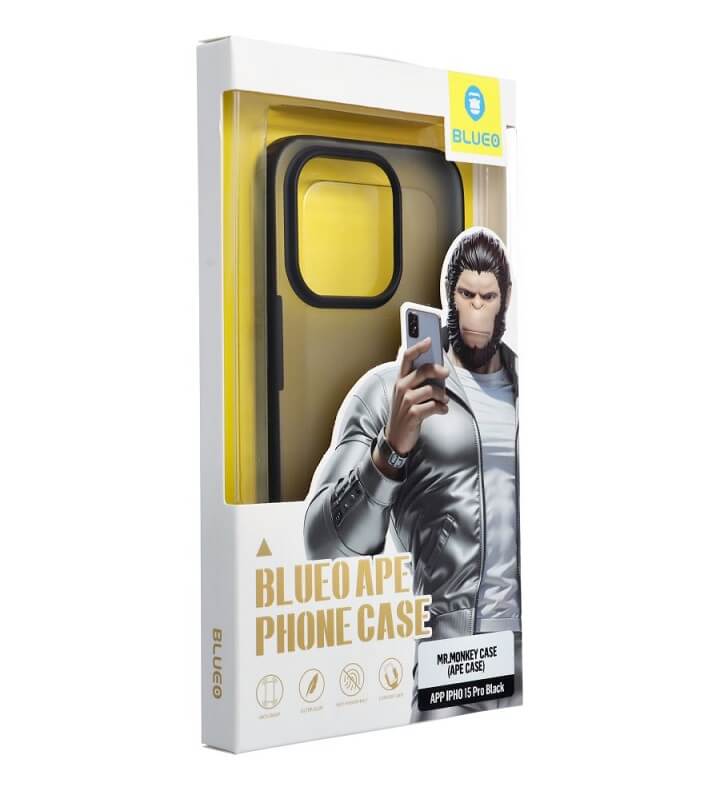 Матов Калъф за iPhone 15 Pro Max, Blueo Ape Case, Черен (2)