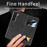 Кожен Калъф с Поставка за Samsung Z Fold 6, GKK Leather Case, Черен (6)