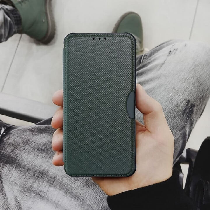 Противоударен Калъф за Samsung A55, Razor Book Case, Тъмно Зелен (5)