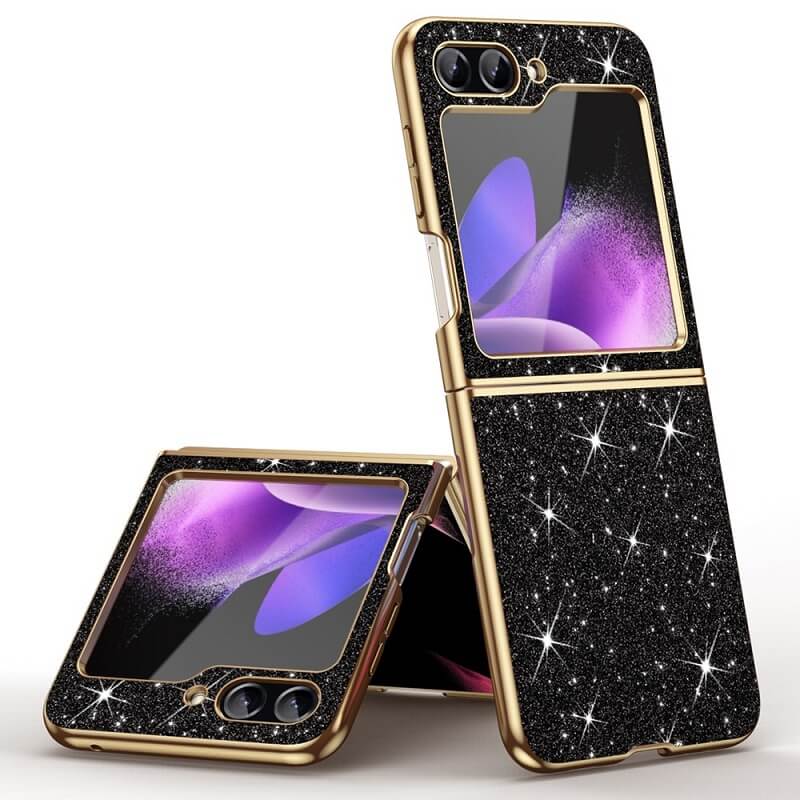 Калъф с Блестяща Декорация за Samsung Z Flip 7 FE/Z Flip 6, Blink Case, Черен