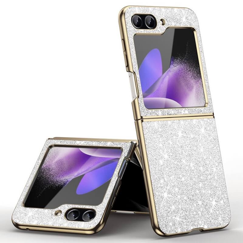 Калъф с Блестяща Декорация за Z Flip 7 FE/Z Flip 6, Blink Case, Сребрист