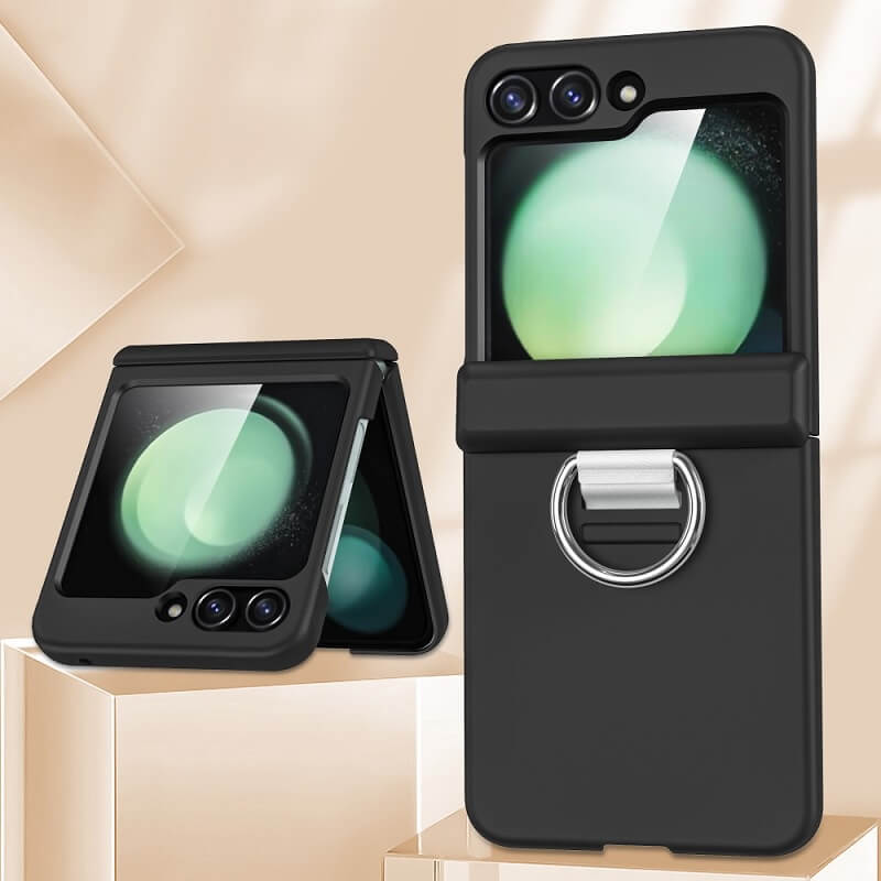 Калъф с Предпазител за Samsung Galaxy Z Flip 7 FE/Z Flip 6, GKK Ring Hinge Case, Черен (2)