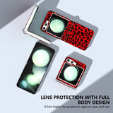 Кожен Калъф с Предпазител за Samsung Galaxy Z Flip 7 FE/Z Flip 6, Leopard Case, Червен (2)