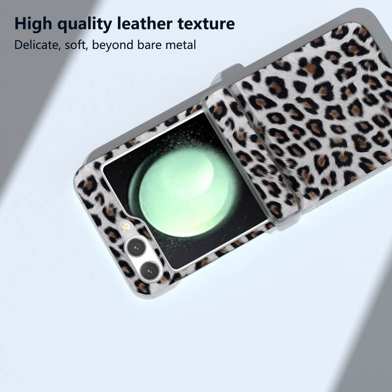 Калъф с Предпазител за Samsung Z Flip 7 FE/Z Flip 6, Leopard Case, Бял (4)