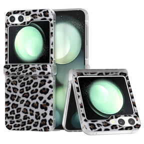 Калъф с Предпазител за Samsung Z Flip 7 FE/Z Flip 6, Leopard Case, Бял
