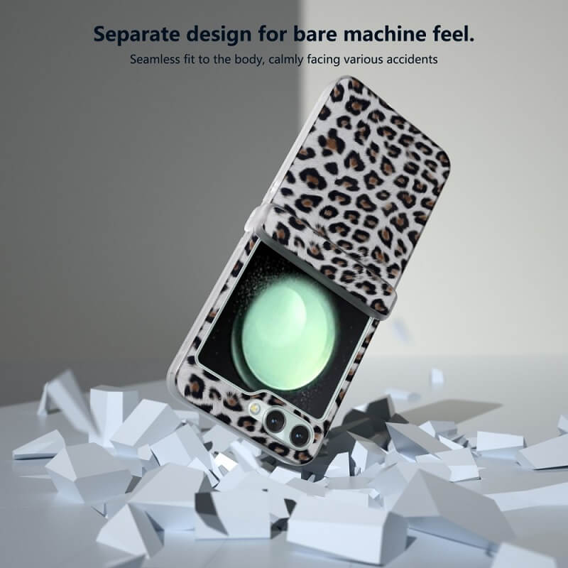 Калъф с Предпазител за Samsung Z Flip 7 FE/Z Flip 6, Leopard Case, Бял (3)
