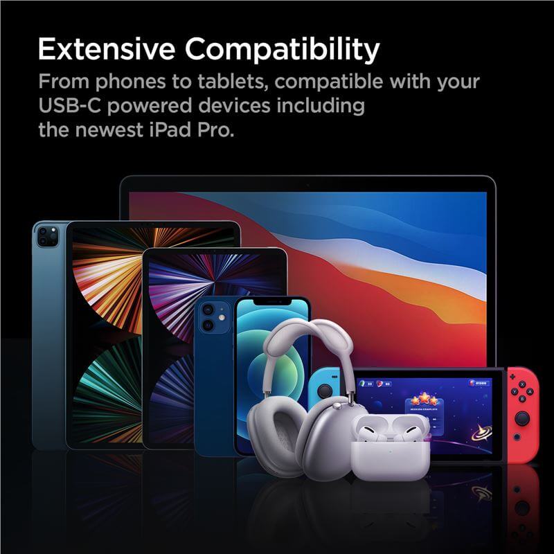 Зарядно за Кола с USB-C, Spigen PowerArc ArcStation Dual Port 65W, Черен (5)