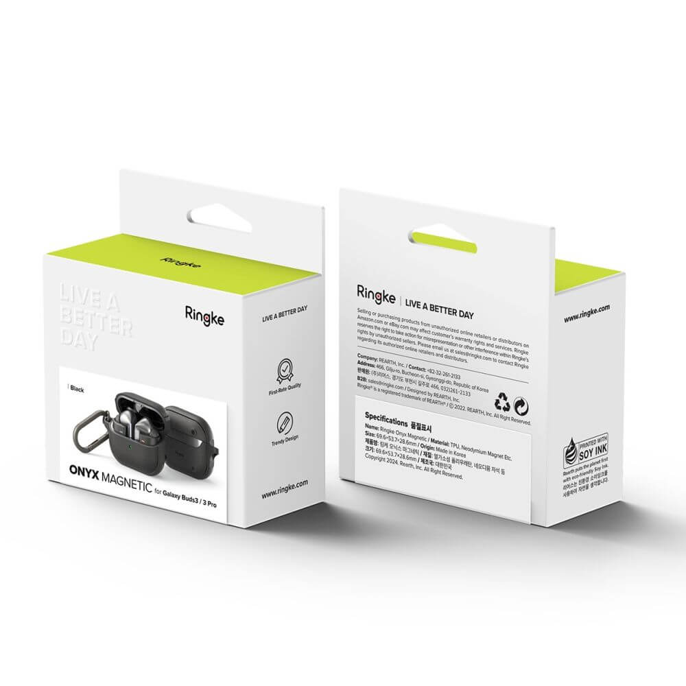 Калъф за Samsung Buds 3 Pro/ 3 FE/ 3, Ringke Onyx Magnetic Case, Черен (7)