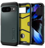 Калъф с Поставка за Google Pixel 9 Pro/ 9, Spigen Tough Armor Case, Зелен