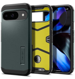 Калъф с Поставка за Google Pixel 9 Pro/ 9, Spigen Tough Armor Case, Зелен