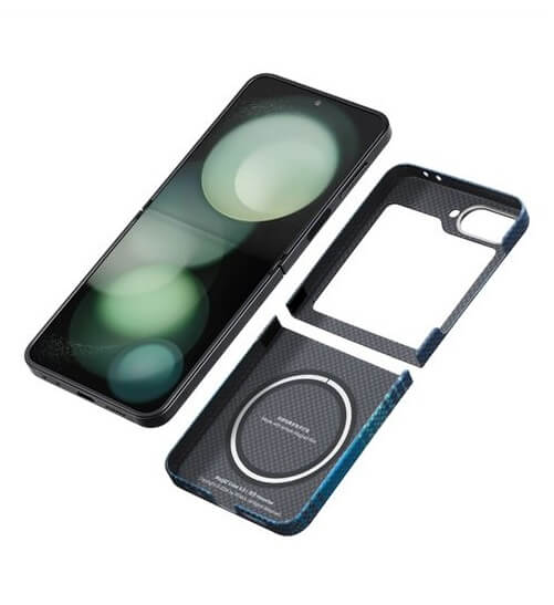 Magsafe Калъф за Samsung Z Flip 7 FE/Z Flip 6, Pitaka MagEZ 5 Case, Син (5)