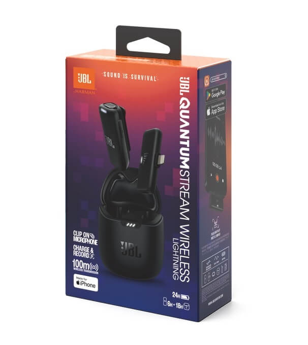 Безжичен Микрофон-Брошка, JBL Quantum Stream Wireless Lightning, Черен (12)