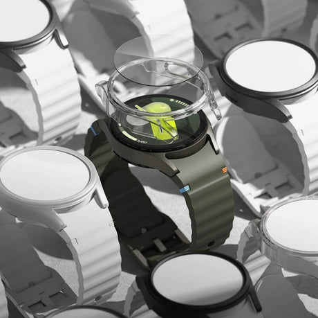 Калъф с Протектор за Samsung Watch 7 40 mm, Ringke Slim Tempered Glass Case Titanium, Черен (7)