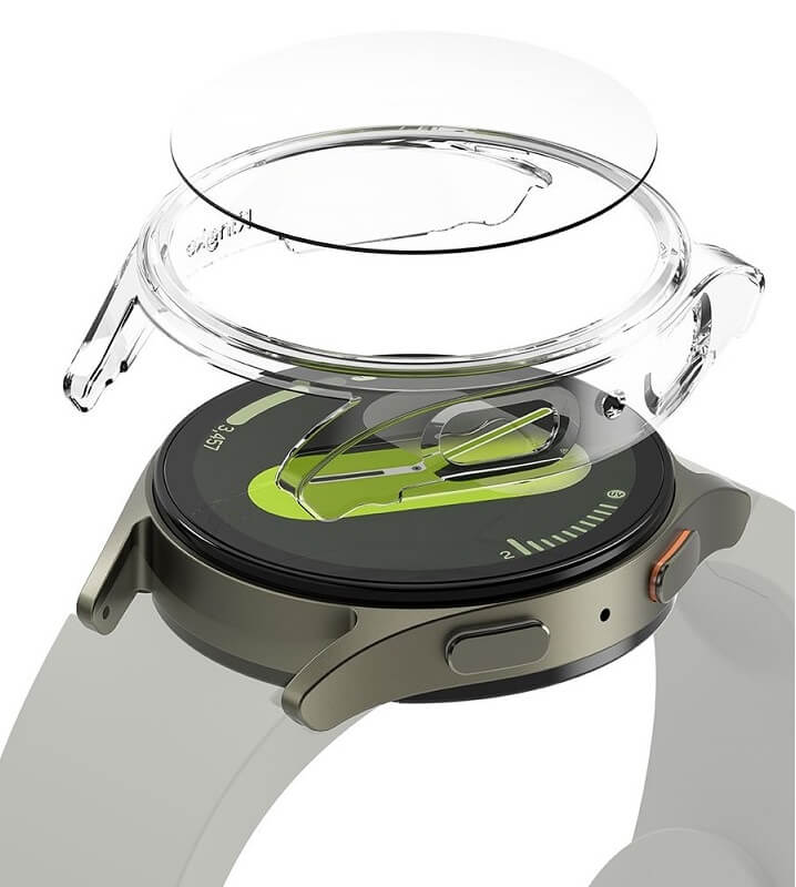 Калъф с Протектор за Samsung Watch 7 44mm, Ringke Slim Tempered Glass Case, Прозрачен