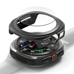 Калъф с Протектор за Samsung Watch Ultra 47 mm, Ringke Slim Tempered Glass Case Titanium, Черен