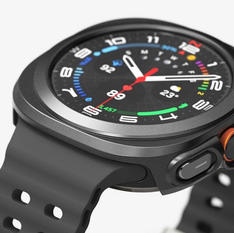 Калъф с Протектор за Samsung Watch Ultra 47 mm, Ringke Slim Tempered Glass Case Titanium, Черен (3)