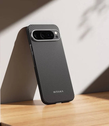 Magsafe Калъф за Google Pixel 9 Pro/ 9, Pitaka Edge Case Black-Grey Twill, Черен (4)