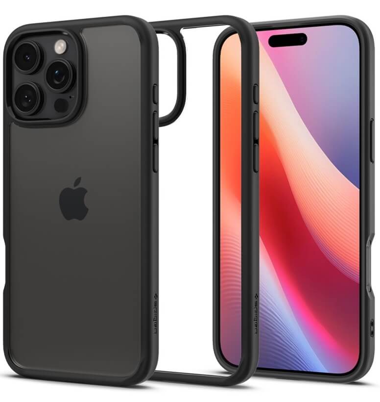 Противоударен Калъф за iPhone 16 Pro Max, Spigen Ultra Hybrid Case, Черен