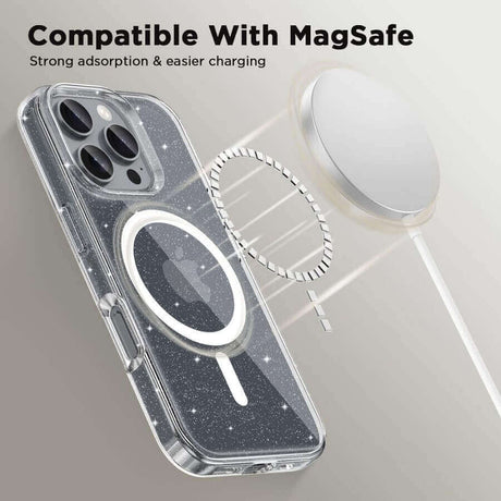 Magsafe Калъф за iPhone 16 Pro Max, Tech-Protect Hybrid FlexAir Glitter Clear Case, Прозрачен (2)