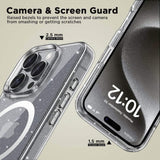 Magsafe Калъф за iPhone 16 Pro Max, Tech-Protect Hybrid FlexAir Glitter Clear Case, Прозрачен (3)