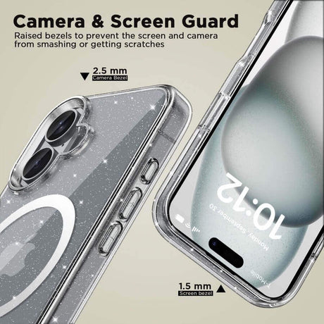 Magsafe Блестящ Калъф за iPhone 16, Tech-Protect Hybrid FlexAir Glitter Clear Case, Прозрачен (3)