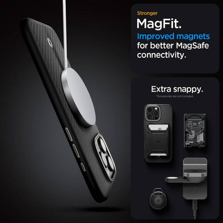 Magsafe Тънък Калъф за iPhone 16 Pro Max, Spigen Enzo Aramid Case, Черен (11)
