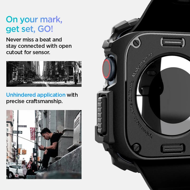 Калъф за Apple Watch 11/ 10 42mm, Spigen Rugged Armor Case, Черен (7)
