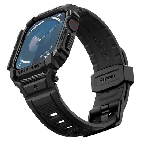 Калъф с Каишка за Apple Watch 11/ 10 42mm, Spigen Rugged Armor Pro Case, Черен (5)