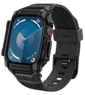 Калъф с Каишка за Apple Watch 11/ 10 42mm, Spigen Rugged Armor Pro Case, Черен
