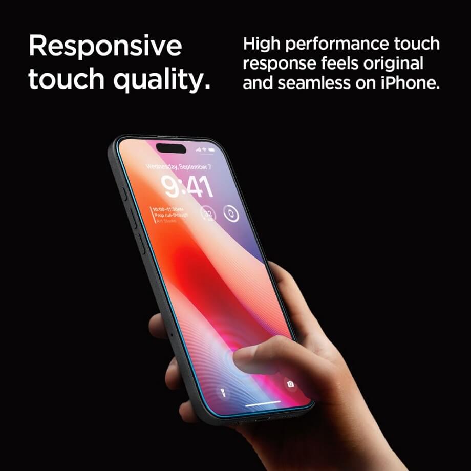 Стъклен Протектор за iPhone 16 Pro Max, Spigen EZ Fit Glass 2бр., Прозрачен (6)