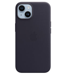 Оригинален Кожен Калъф за iPhone 14, Leather Magsafe Case MPP63ZM/A, Тъмно Лилав