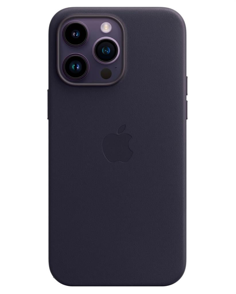 Оригинален Кожен Калъф за iPhone 14, Leather Magsafe Case MPP63ZM/A, Тъмно Лилав (2)
