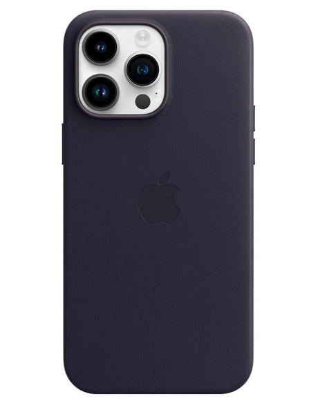 Оригинален Кожен Калъф за iPhone 14, Leather Magsafe Case MPP63ZM/A, Тъмно Лилав (3)