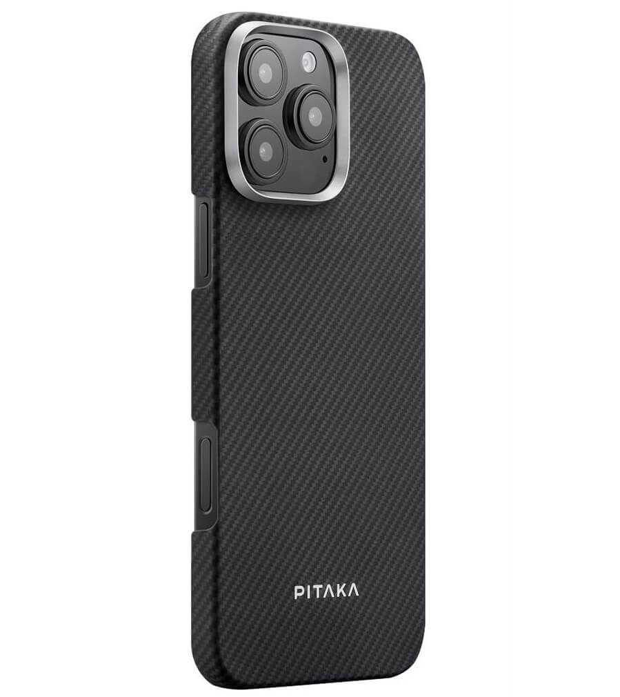 Magsafe Калъф за iPhone 16 Pro, Pitaka Edge Case Black-Grey Twill, Черен