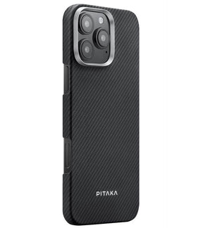 Magsafe Калъф за iPhone 16 Pro, Pitaka Edge Case Black-Grey Twill, Черен